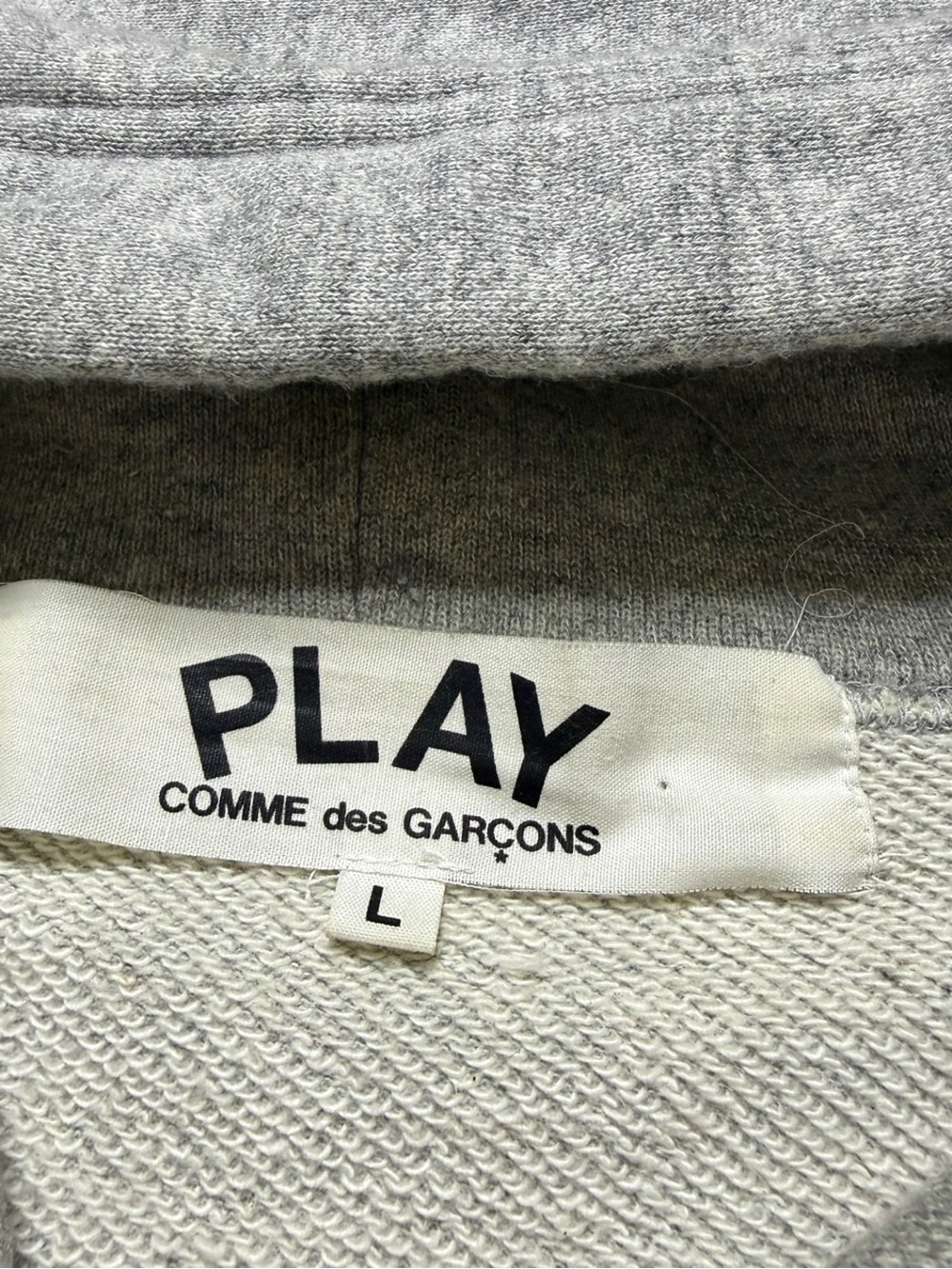 Comme des Garcons PLAY Gray Hoodie with Red Heart Patch - Picture 5 of 10
